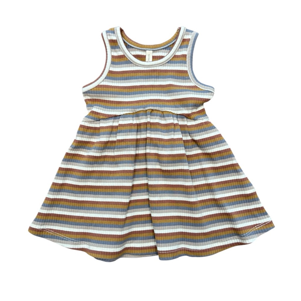 Quincy Mae Ribbed Stripe Tank Skater Dress Size 6-12M New Without Tags